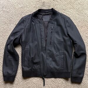 All Saints Black Ivor Leather Bomber Jacket